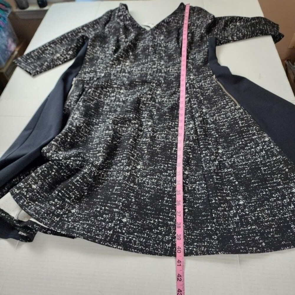 Lane Bryant Midi Dress Black & White Fit Flare With Pockets Zip Closure 18/20 - Picture 8 of 16